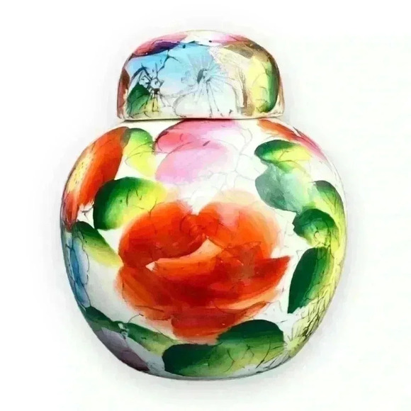 Other - Tiny Vintage Ginger Jar with Lid & Hand-painted Floral Design